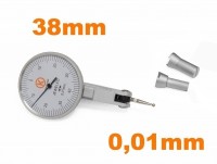 Páčkový úchylkomer - pupitas 0-0,8mm, budík 38mm s kalibračným protokolom, Accura