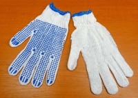 Bezšvové pracovné rukavice úplet s gumovými terčíkmi, veľ. 10