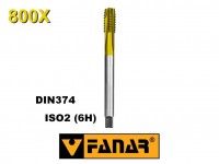Závitník strojný M10x1,25 HSSE TiN ISO2(6H) DIN374 s lámačom triesok 800X, Fanar